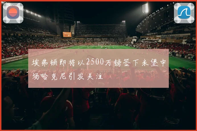 埃弗顿即将以2500万镑签下米堡中场哈克尼引发关注